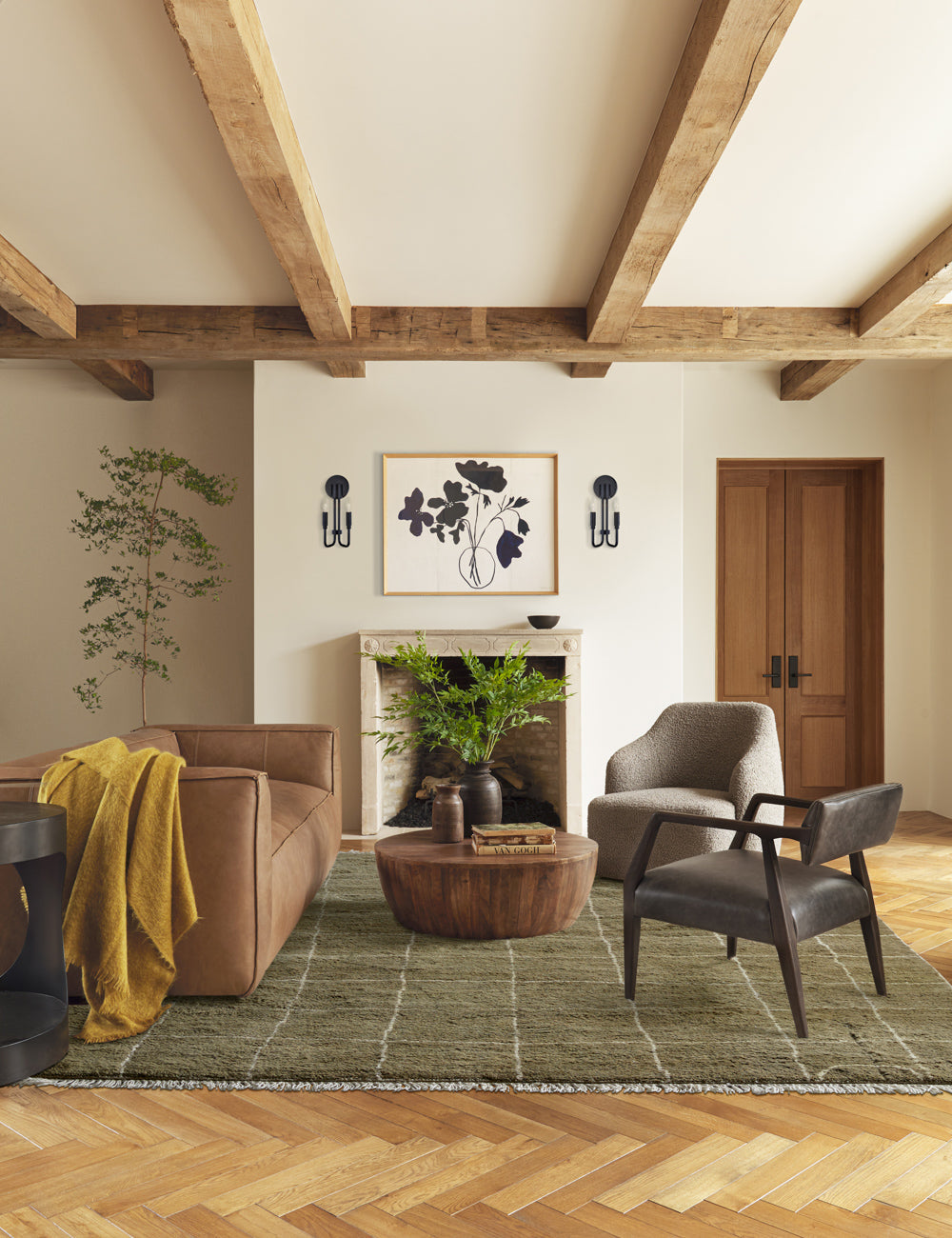 Tapis en laine noué à la main, motif grille irrégulière, par Sarah Sherman Samuel