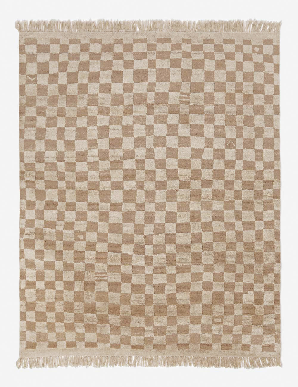 Tapis en laine noué à la main damier irrégulier par Sarah Sherman Samuel