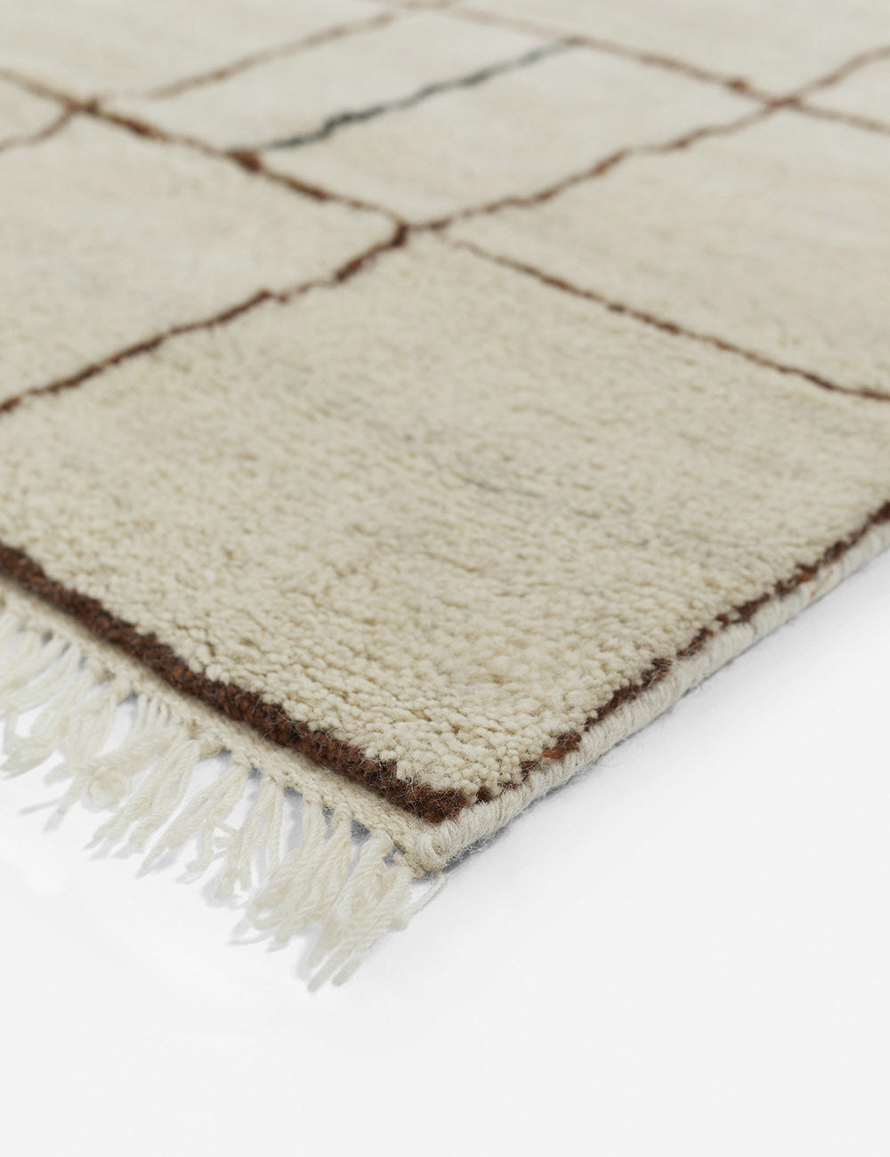 Tapis en laine noué à la main, motif grille irrégulière, par Sarah Sherman Samuel