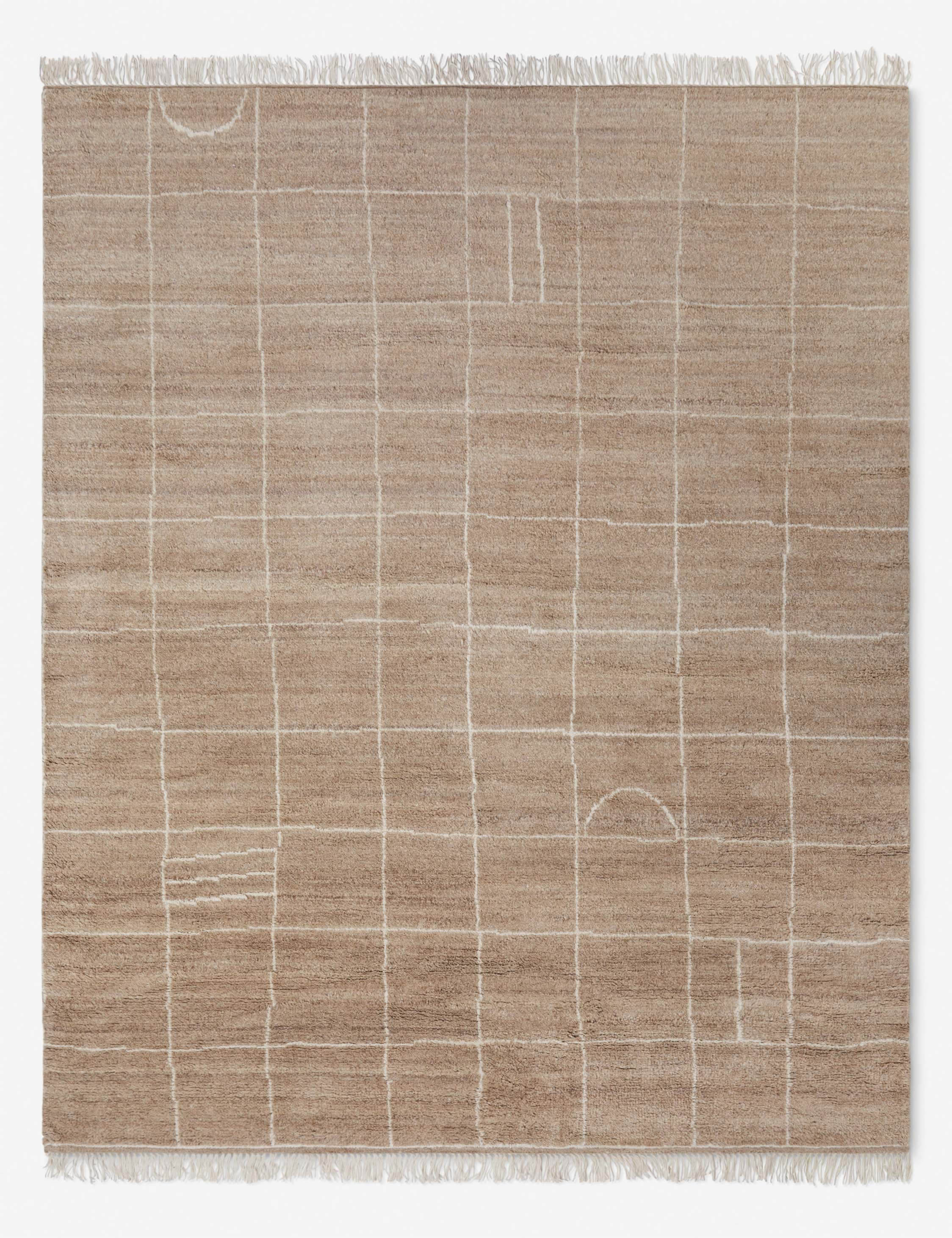 Tapis en laine noué à la main, motif grille irrégulière, par Sarah Sherman Samuel